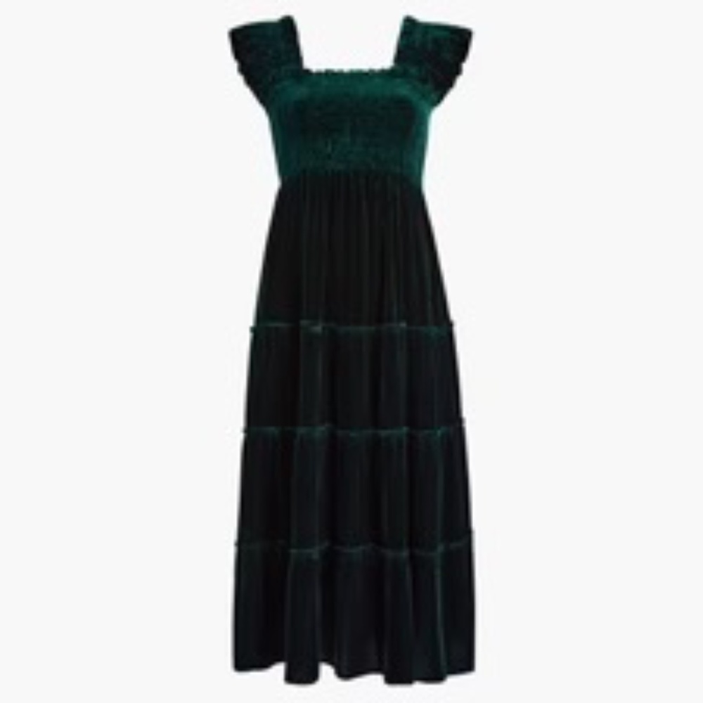 Hill House Ellie Nap Dress Emerald Velvet